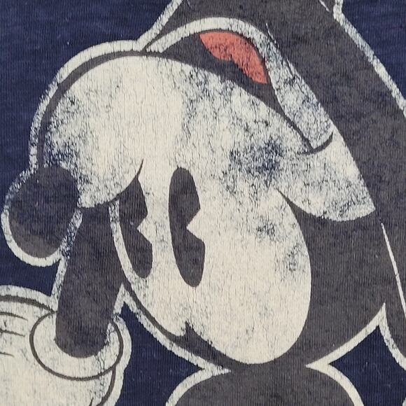Disney Mickey-Mouse Ringer Shirt Womens XS/S 17x25 Navy-Blue - Picture 6 of 11